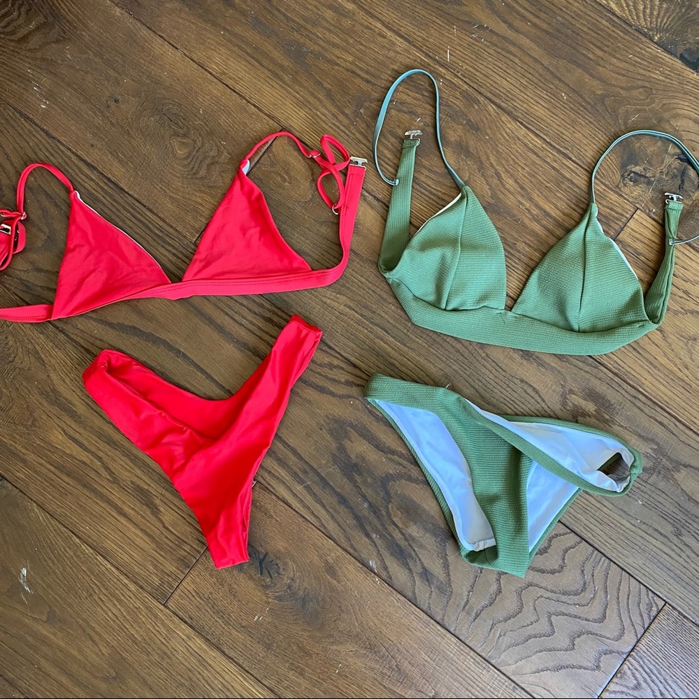 Red and Green Bikini Sets